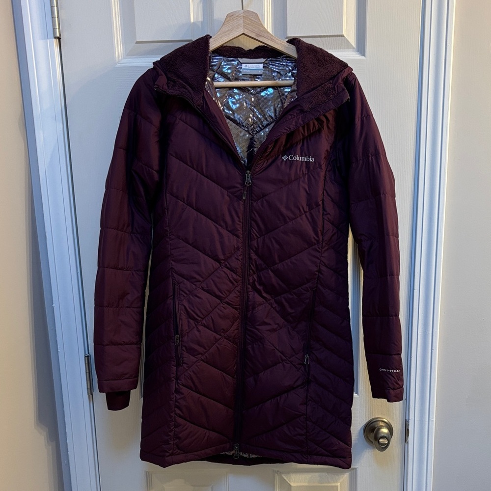 Columbia Women's Dark Purple Hooded Puffer Jacket